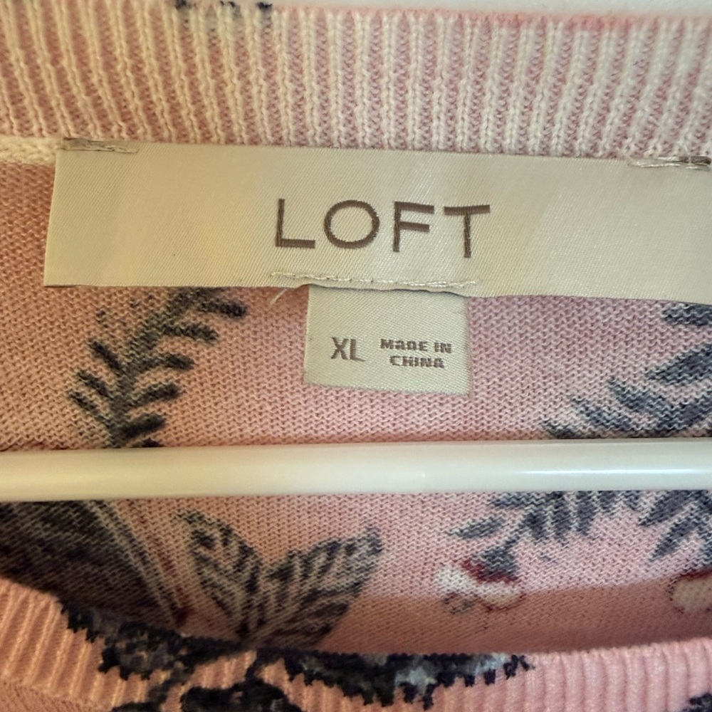 NWOT LOFT Women Lightweight Cotton Pullover Sweater, Multicolor Floral - Picture 3 of 4